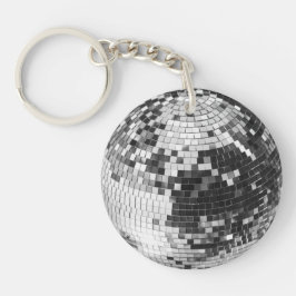 Retro disco bal sprankel glitter zilver verjaardag sleutelhanger