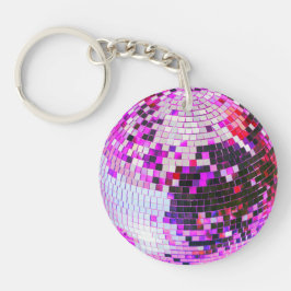 Retro disco bal sprankelen glitter roze verjaardag sleutelhanger