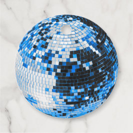 Retro disco bal sprankeling glitter blauw verjaard bedankjes labels