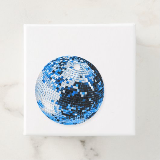 Retro disco bal sprankeling glitter blauw verjaard bedankjes labels (In situ)