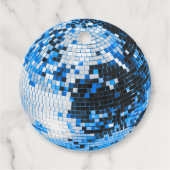 Retro disco bal sprankeling glitter blauw verjaard bedankjes labels (Voorkant)