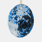 Retro disco bal sprankeling glitter blauw verjaard keramisch ornament (Rechts)
