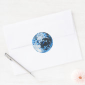 Retro disco bal sprankeling glitter blauw verjaard ronde sticker (Envelop)