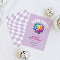 Retro Disco bal verjaardag uitnodiging