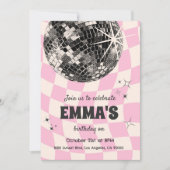 Retro Disco bal verjaardag uitnodiging (Voorkant)