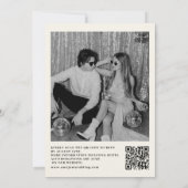 Retro Disco Bal Zwart Wit QR Code Trouwen Kaart (Achterkant)