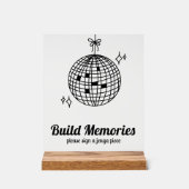 Retro Disco Ball Build Memories Bruiloft Jenga Acryl Bord (Voorkant)