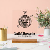 Retro Disco Ball Build Memories Bruiloft Jenga Acryl Bord (Huwelijk)