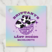 Retro Disco Ball Cowgirl Pet Bachelorette Bedankjes Labels (Voorkant)