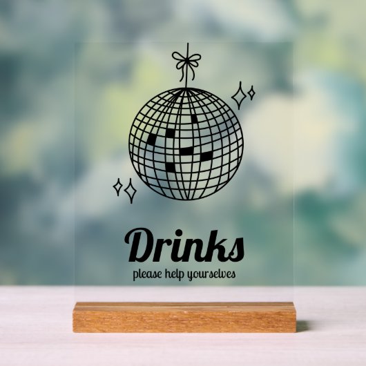 Retro Disco Ball Drinken Partij Acryl Bord (Neutraal)