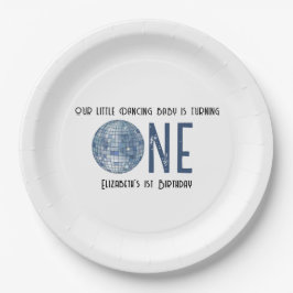 Retro Disco Ball First Birthday Party Papieren Bordje