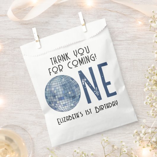 Retro Disco Ball First Birthday Party THANK YOU Bedankzakje (Geknipt)
