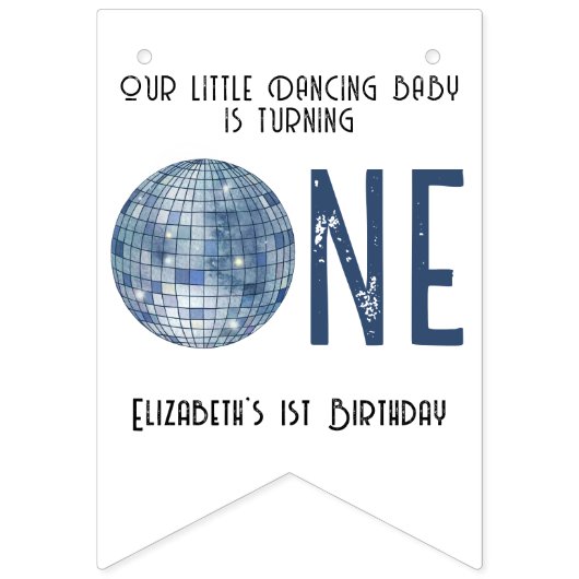 Retro Disco Ball First Birthday Party Vlaggetjes (Tweede vlag)