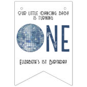 Retro Disco Ball First Birthday Party Vlaggetjes (Eerste vlag)