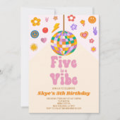 Retro Disco Ball Five is een vibe 5e verjaardagsfe Kaart (Voorkant)