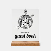 Retro Disco Ball Gastenboek Acryl Bord (Voorkant)