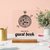 Retro Disco Ball Gastenboek Acryl Bord (Huwelijk)