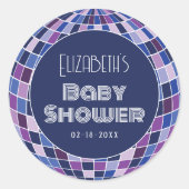 Retro Disco Ball Groovy 70s Baby shower Ronde Sticker (Voorkant)