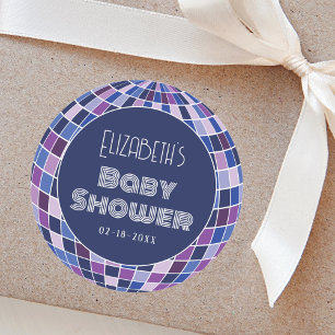 Retro Disco Ball Groovy 70s Baby shower Ronde Sticker