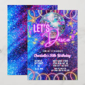 Retro Disco Ball Helder Roze Neon Glow Verjaardag Kaart (Voorkant / Achterkant)