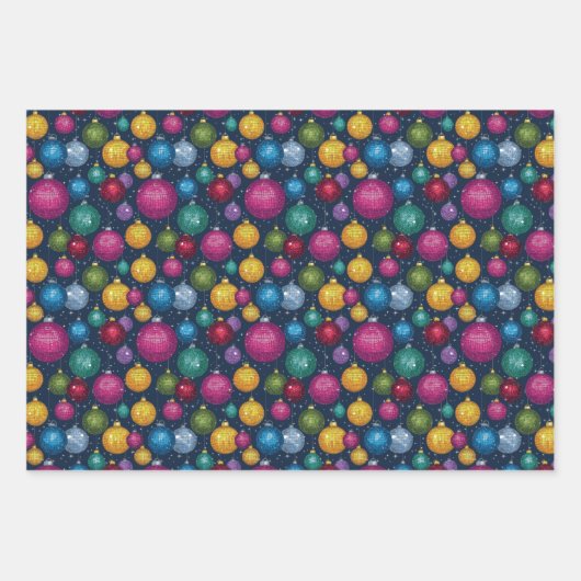 Retro Disco Ball Kerstmis Inpakpapier Vel (Voorkant 2)