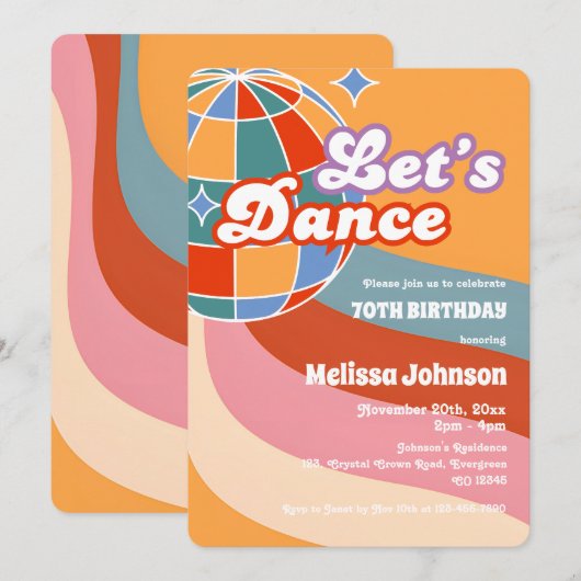 Retro Disco Ball Let's Dance Verjaardag Kaart (Voorkant / Achterkant)