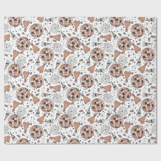 Retro Disco Ball Party Oudejaarsavond Patroon Cadeaupapier (Vlak)