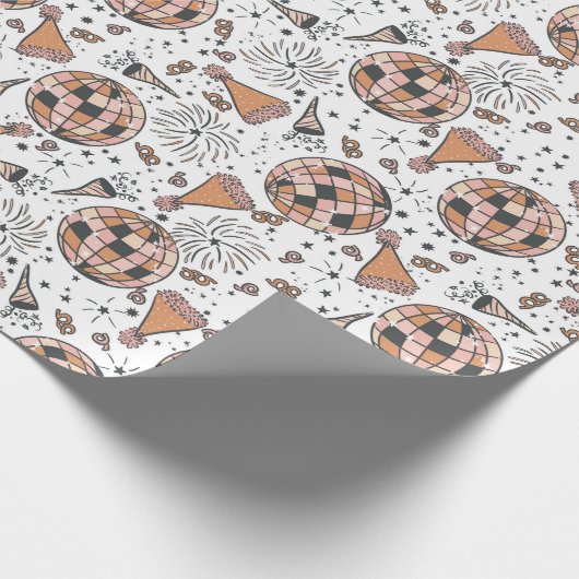 Retro Disco Ball Party Oudejaarsavond Patroon Cadeaupapier (Hoek)