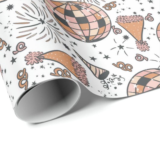 Retro Disco Ball Party Oudejaarsavond Patroon Cadeaupapier (Rol Hoek)