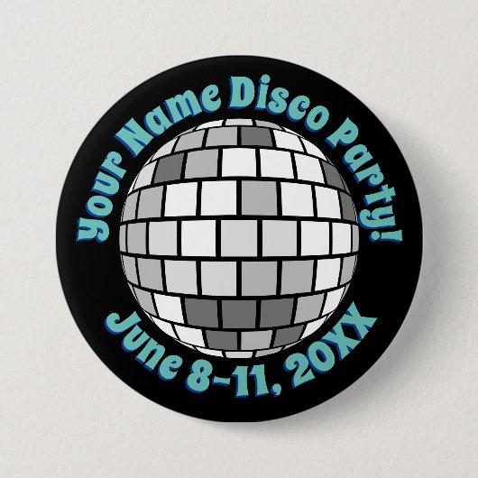 Retro Disco Ball PERSONALIZED Button (Voorkant)