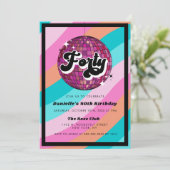 Retro Disco Ball Pink 40th Birthday Kaart (Staand voorkant)