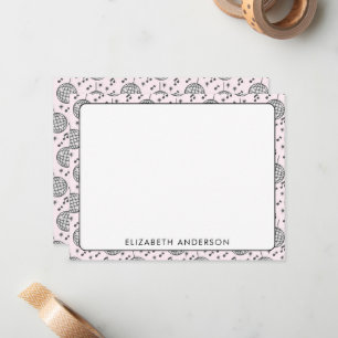 Retro Disco Ball Roze Patroon Girly Notitiekaartje