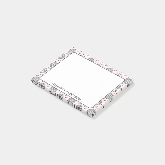 Retro Disco Ball Roze Patroon Girly Post-it® Notes (Schuin)