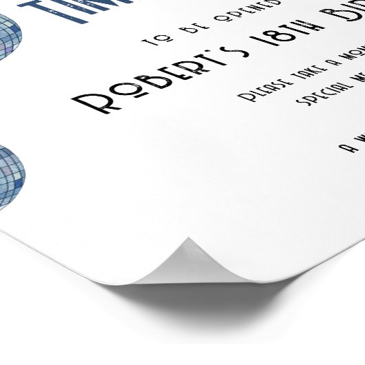 Retro disco Ball Time Capsule 1st birthday Poster (Hoek)