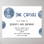 Retro disco Ball Time Capsule 1st birthday  Poster (Voorkant)