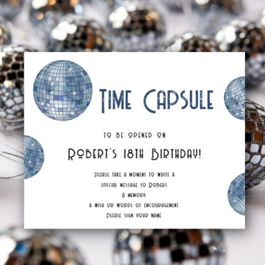 Retro disco Ball Time Capsule 1st birthday  Poster