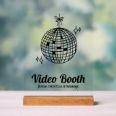Retro Disco Ball Video Booth Trouwbericht Acryl Bord (Neutraal)