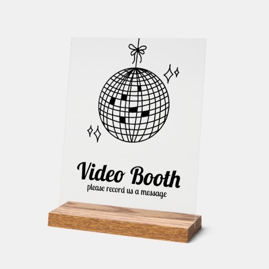Retro Disco Ball Video Booth Trouwbericht Acryl Bord (Hoek)