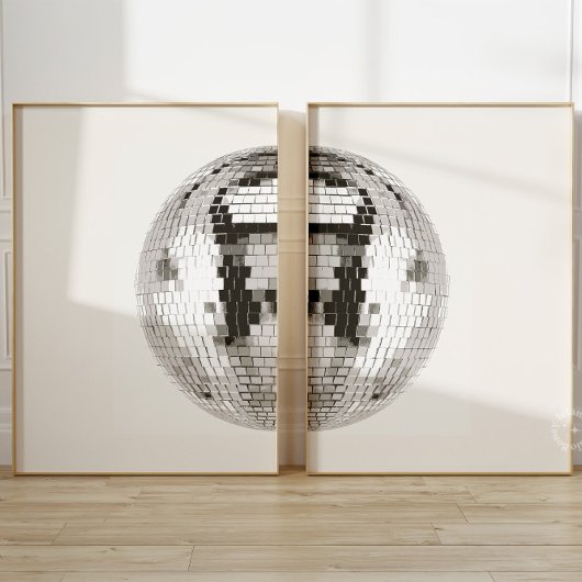 Retro Disco Ball Wall Art Set van 2
