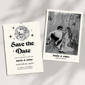 Retro Disco Ball Zwart Wit Save the Date Wedding Kaart