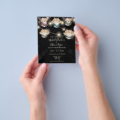 retro disco ballen boho floral bruiloft uitnodigin flyer (Hand)