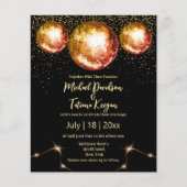 retro disco ballen zwarte bruiloft uitnodigflyer flyer (Voorkant)