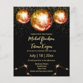 retro disco ballen zwarte bruiloft uitnodigflyer flyer