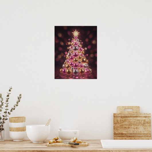 Retro Disco Christmas Tree Wall Art Poster (Keuken)