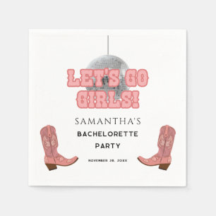 Retro Disco Cowgirl Bachelorette Feest Papier Servet