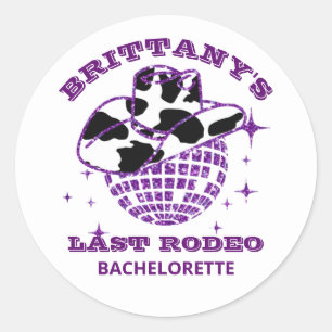 Retro Disco Cowgirl Bachelorette party Ronde Sticker