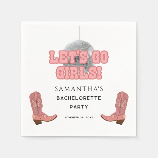 Retro Disco Cowgirl Bruidsmeisje Feest Papier Servet (Voorkant)