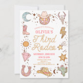 Retro Disco Cowgirl Derde Rodeo 3e Verjaardagsfees Kaart (Voorkant)