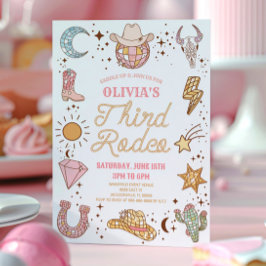 Retro Disco Cowgirl Derde Rodeo 3e Verjaardagsfees Kaart