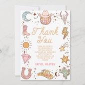 Retro Disco Cowgirl Rodeo Verjaardagsfeestje Bedankkaart (Voorkant)